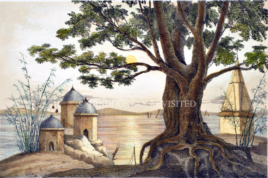 /data/Original Prints/Topography Views, City Views, Landscapes/THREE SATIS AND A MANDAP NEAR GHAZIPUR.jpg